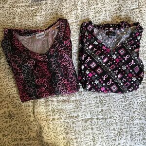 Peaches Uniforms Pink and Gray Scrub Top